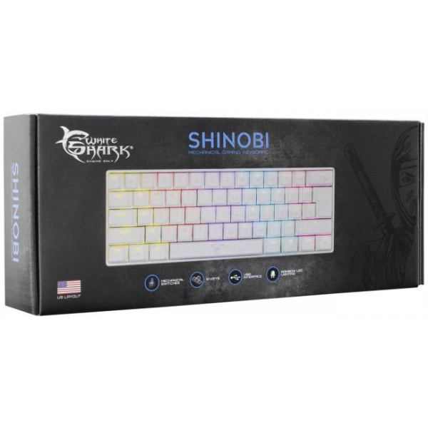 White Shark SHINOBI mechanikus billentyűzet (blue switch) - fehér #5