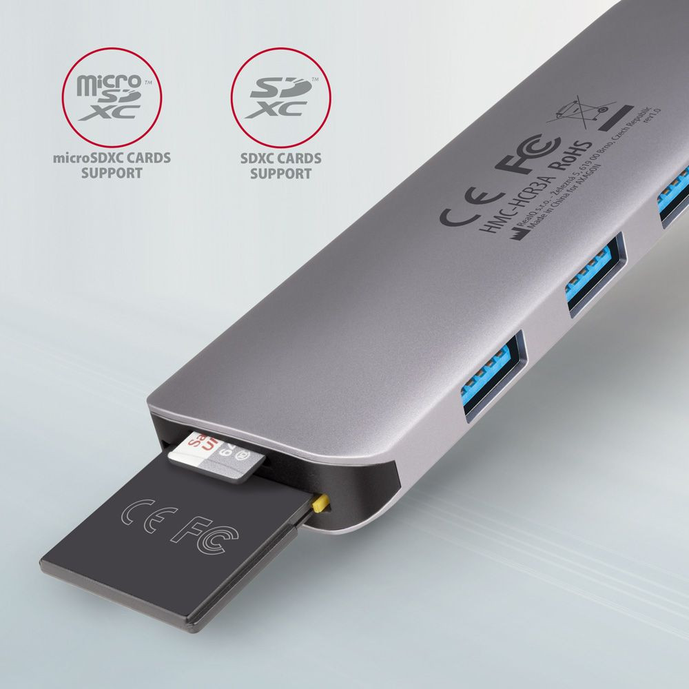 Axagon HMC-HCR3A USB Type-C 5-In-1 dokkoló (3x USB 3.1, HDMI, kártyaolvasó) #3