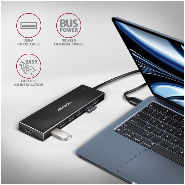 7-portos USB HUB Axagon HUE-F7A (USB 3.2) Type-A csatlakozóval, 1m kábellel #3