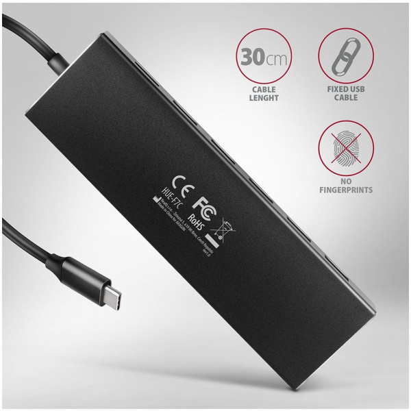 7-portos USB HUB Axagon HUE-F7C (USB 3.2) Type-C csatlakozóval #6