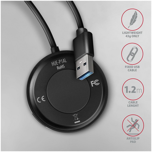 4-portos USB HUB Axagon HUE-P1AL (USB 3.2), kör alakú, Type-A csatlakozóval #4