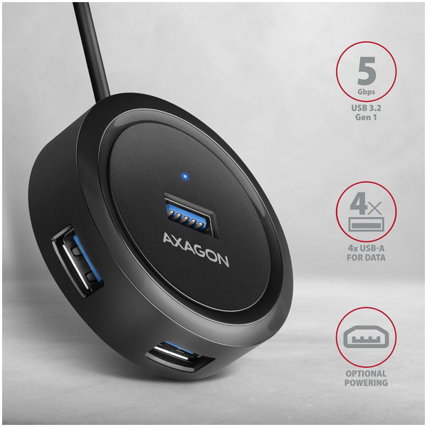 4-portos USB HUB Axagon HUE-P1C (USB 3.2) Type-C csatlakozóval #2