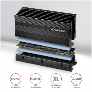Axagon CLR-M2XL M.2 SSD (2280) hűtőborda (36 mm magas) #2