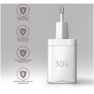 Axagon 220V-os USB-s fali gyorstöltő (1x QC3 USB + 1x PD3.0 USB-C) 30W fehér #2