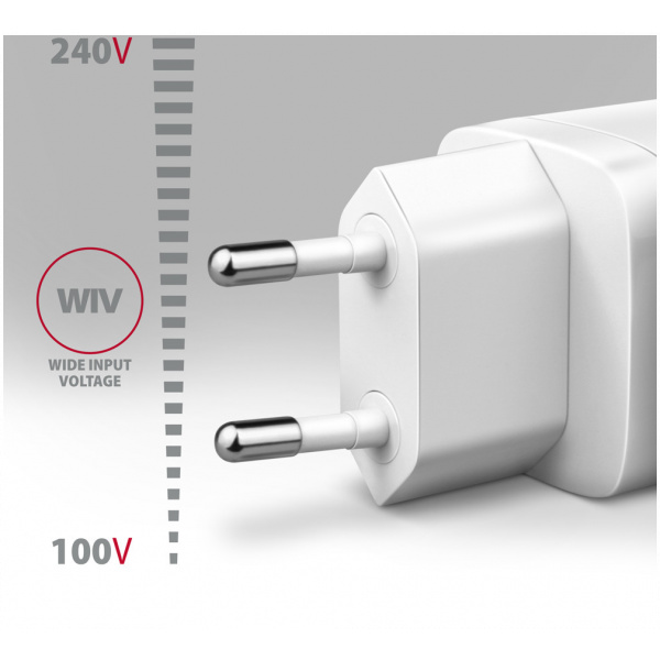 Axagon 220V-os USB-s fali gyorstöltő (1x QC3 USB + 1x PD3.0 USB-C) 30W fehér #4
