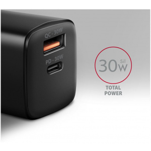 Axagon 220V-os USB-s fali gyorstöltő (1x QC3 USB + 1x PD3.0 USB-C) 30W fekete #2