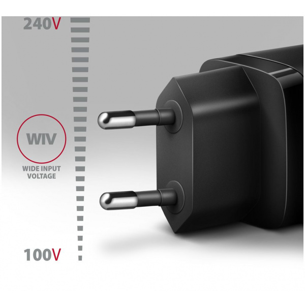 Axagon 220V-os USB-s fali gyorstöltő (1x QC3 USB + 1x PD3.0 USB-C) 30W fekete #3