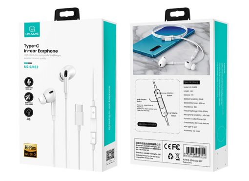 Usams US-SJ452 USB-C fülbe dugható fülhallgató (fehér) #3