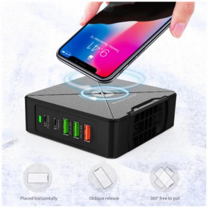 Blackbird USB töltő (220V) - PD 75W 2x USB-C, 3x USB-A, Wireless töltés #2