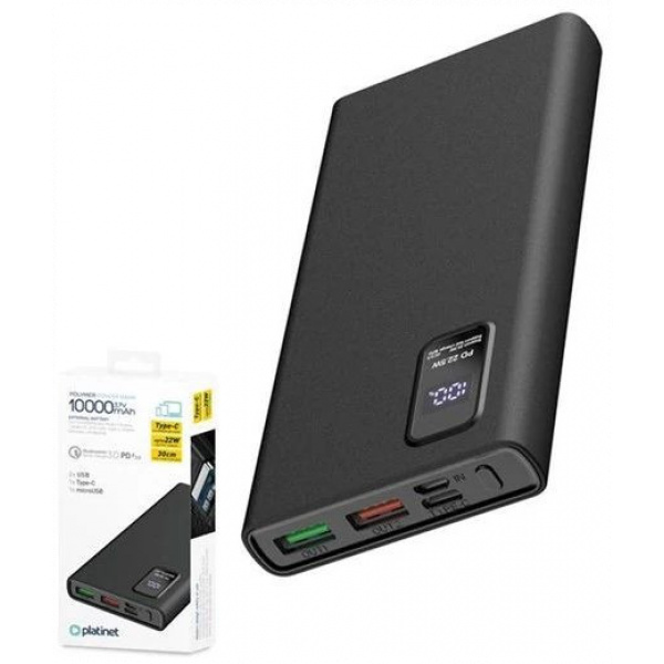 Platinet PowerBank 10000 mAh akkumulátor kijelzővel, QC (fekete) #2