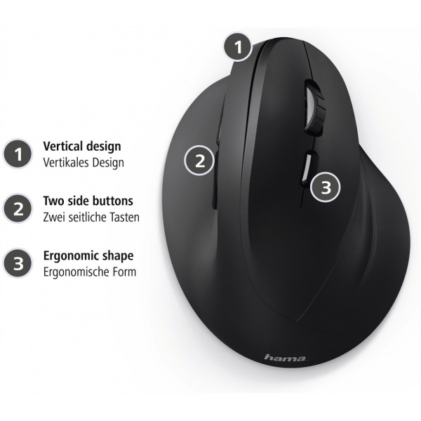 Hama EMC-500 Vertical Ergonomic vezetékes egér (fekete) #4