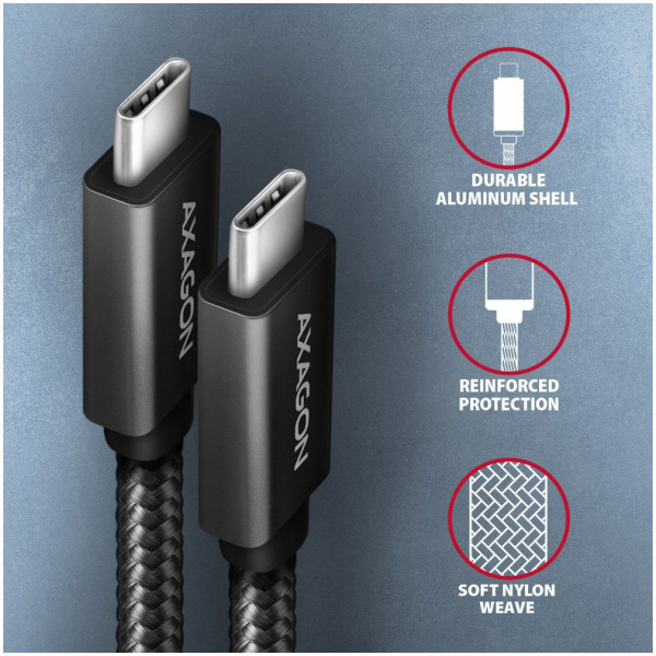 Axagon USB 3.2 C – C adat- és töltőkábel (4K Ultra HD videó, PD 100W, 5A) 1m NEW #3
