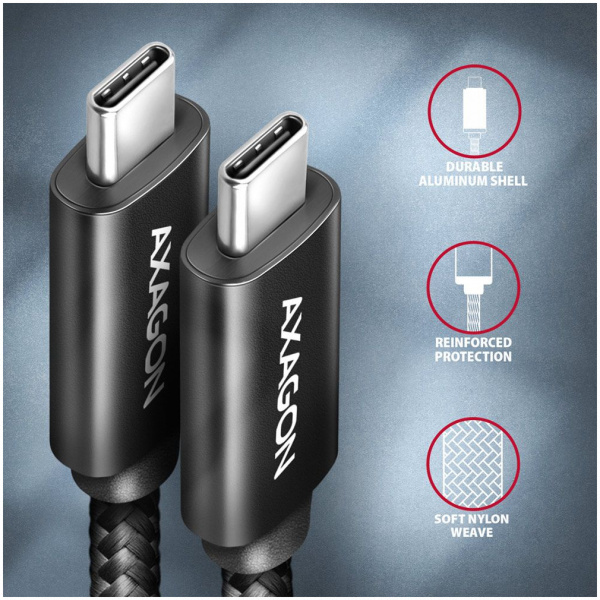 Axagon USB4 C – C adat- és töltőkábel (8K Ultra HD videó, PD 100W, 5A) 1m NEW #3