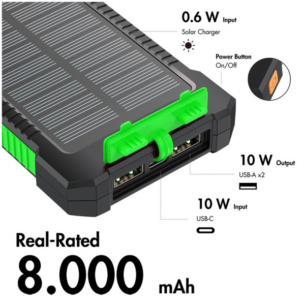 Logilink Solar napelemes Powerbank 8000 mAh (zöld) #3