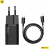 Baseus Super Si USB-C hálózati gyorstöltő 1m kábellel (220V), max 25W, fekete #2