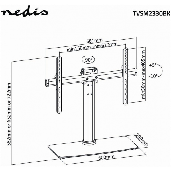 Nedis VESA dönthető, forgatható asztali konzol (max. 45 kg, 65"-ig) #5