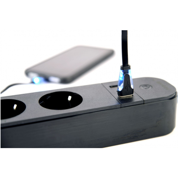 Gembird 4 aljzatos okos (Smart) elosztó USB töltőportokkal (fekete) #2