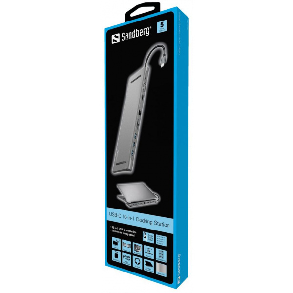 Sandberg USB-C 10 in 1 Docking Station dokkoló #3