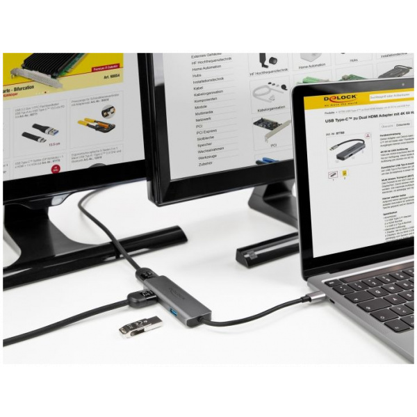 Delock USB Type-C™ Dual HDMI adapter 4K 60 Hz és USB portokkal #2