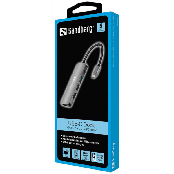 Sandberg USB-C HDMI+3xUSB+PD 100W dokkoló #2