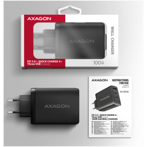 Axagon 220V-os USB-s fali gyorstöltő (1x QC3 USB + 2x PD3.0 USB-C port) 100W #2