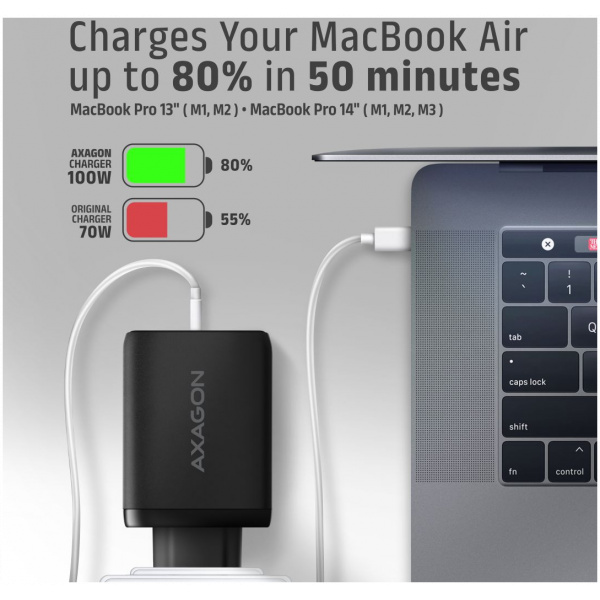 Axagon 220V-os USB-s fali gyorstöltő (1x QC3 USB + 2x PD3.0 USB-C port) 100W #4