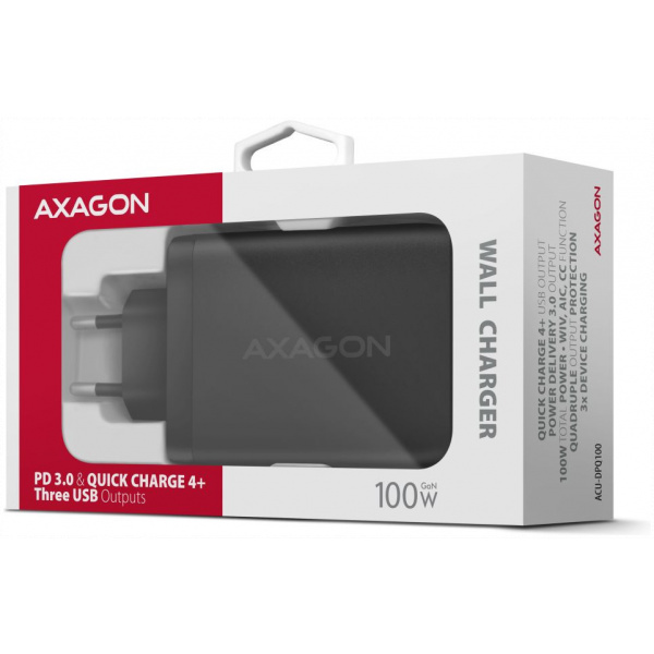 Axagon 220V-os USB-s fali gyorstöltő (1x QC3 USB + 2x PD3.0 USB-C port) 100W #7