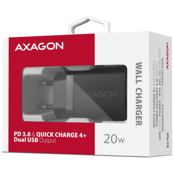 Axagon 220V-os USB-s fali gyorstöltő (1x QC3 USB + 1x PD3.0 USB-C port) 20W #8
