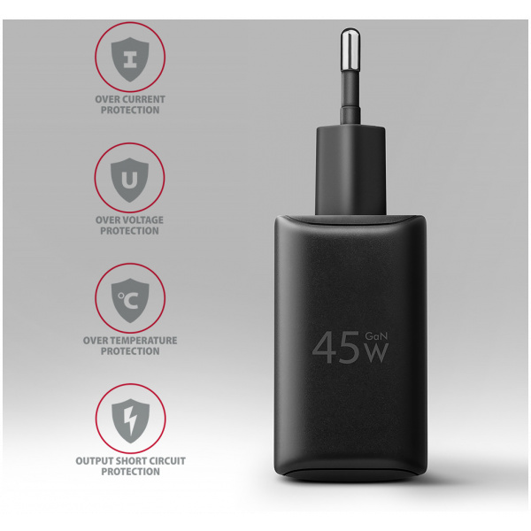 Axagon 220V-os USB-s fali gyorstöltő (1x QC3 USB + 1x PD3.0 USB-C port) 45W #3
