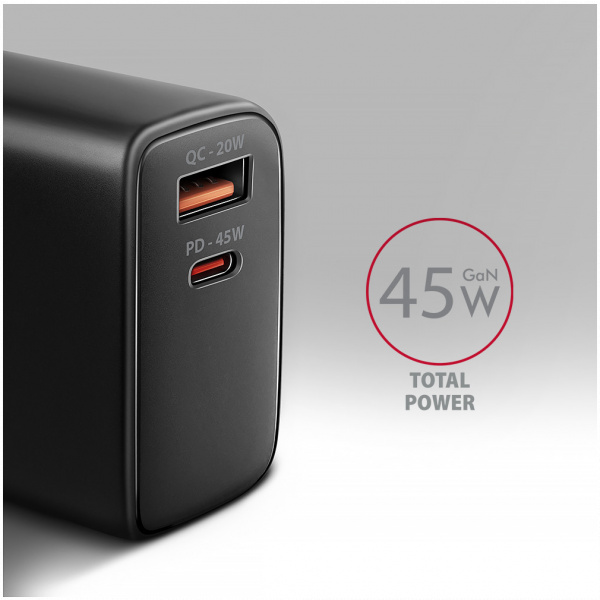 Axagon 220V-os USB-s fali gyorstöltő (1x QC3 USB + 1x PD3.0 USB-C port) 45W #4