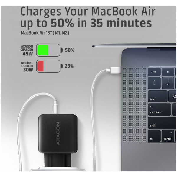 Axagon 220V-os USB-s fali gyorstöltő (1x QC3 USB + 1x PD3.0 USB-C port) 45W #5