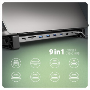 Axagon HMC-10HLS USB Type-C Longer 9-In-1 dokkoló #2