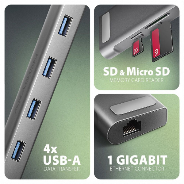 Axagon HMC-10HLS USB Type-C Longer 9-In-1 dokkoló #3