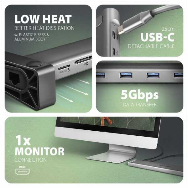 Axagon HMC-10HLS USB Type-C Longer 9-In-1 dokkoló #4