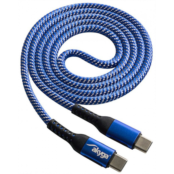 Akyga USB 2.0 USB-C – USB-C (M/M) szövetes kábel, 100W (5A) 1m #2