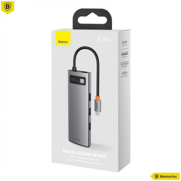 Baseus Metal Gleam 8-in-1 USB-C HUB (USB-C PD 100W, HDMI, 3x USB 3.0, RJ45, SD) #5