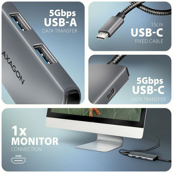 Axagon HMC-5H8K USB Type-C 5-In-1 8K HDMI dokkoló #3
