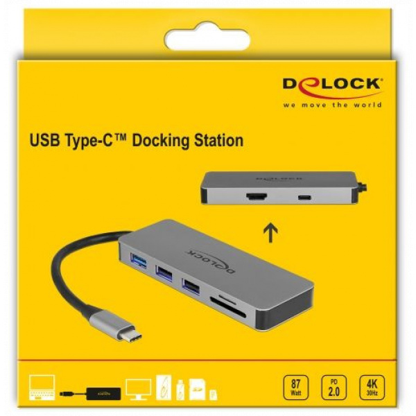 Delock USB Type-C™ dokkoló állomás mobil eszközökhöz 4K - HDMI / SD / PD 2.0 #5