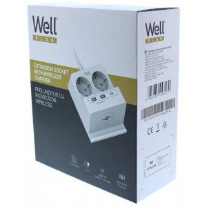 220V-os hálózati elosztó 2 aljzattal, 2 USB-A + 1 USB-C port, Wireless töltés #2