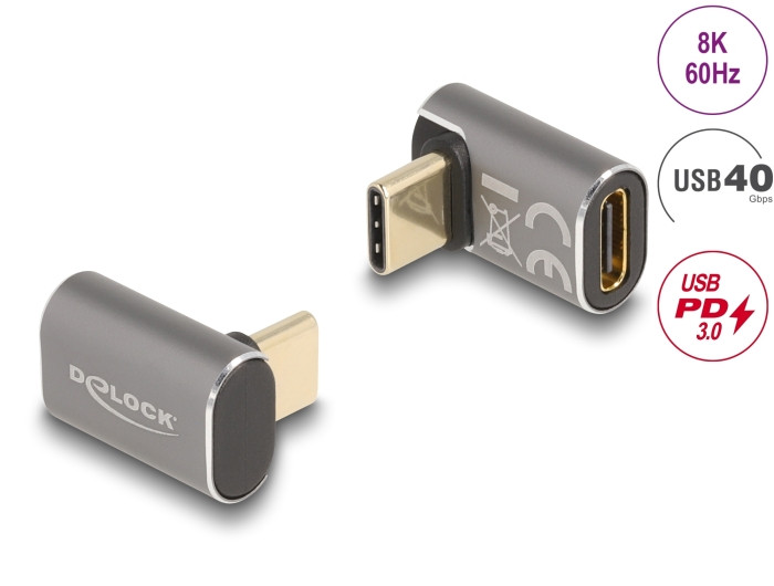 Delock USB Type-C – USB Type-C 40Gbps L toldó, fém (PD 3.0 100W) #2