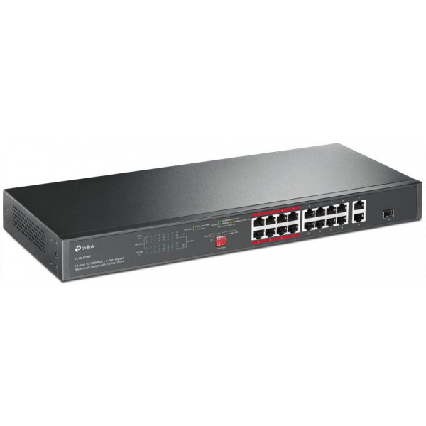 TP-Link TL-SL1218P 16-port 10/100 + 2-port Gbit PoE switch 16 PoE+ porttal #2