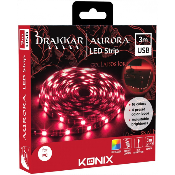 Konix Drakkar Aurora RGB LED szalag 3m, távirányítóval (USB) #4