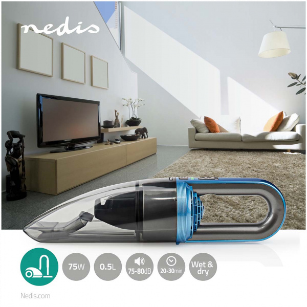 Nedis akkus kézi porszívó 75W, kék/szürke #6