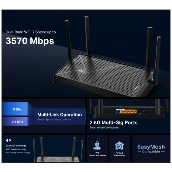 TP-Link BE3600 két sávos Wi-Fi 7 Router Archer BE230 NEW #4