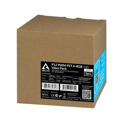12 cm hűtőventilátor Arctic P12 PWM PST A-RGB 0dB, fehér (3db) #3