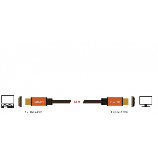 HDMI-HDMI (M) Nagy sebességű kábel 0,5m 8K 60Hz 48Gbps (Delock) #5