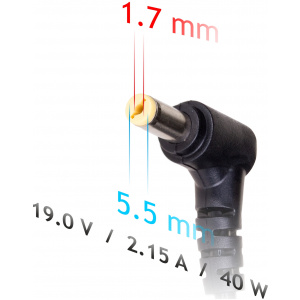 AC adapter Acer, Dell, Packard-Bell notebookhoz 19V 2,15A (40W) - 5,5x1,7 mm #2