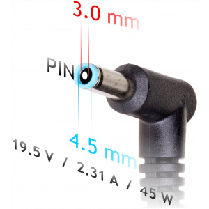 AC adapter HP (Compaq) notebookhoz 19,5V 2,31A (45W) - 4,5x3,0 mm + pin #2