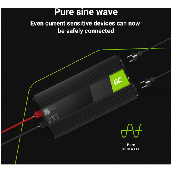 Green Cell autós inverter 2x Schuko + USB, 12V DC > 230V AC (2000W) - szinusz #2