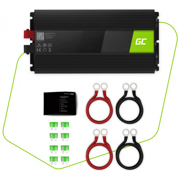 Green Cell autós inverter 2x Schuko + USB, 12V DC > 230V AC (2000W) - szinusz #7